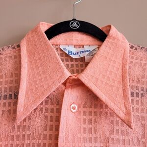 Vintage 70s Men’s Disco Lace Shirt – Burma Label 🪩